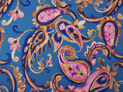 niebieski jedwab w duży paisley niebieski jedwab w duży paisley