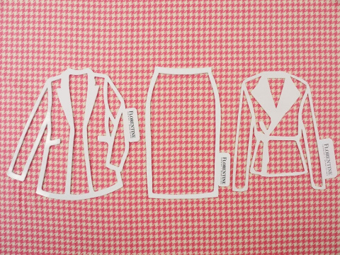 wełna w różowo-białą pepitkę