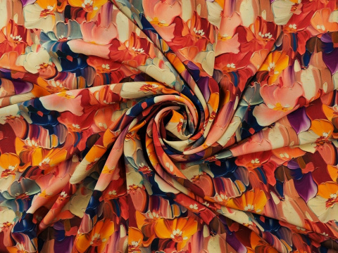 jedwab z kwiatami w stylu impasto jedwab z kwiatami w stylu impasto
