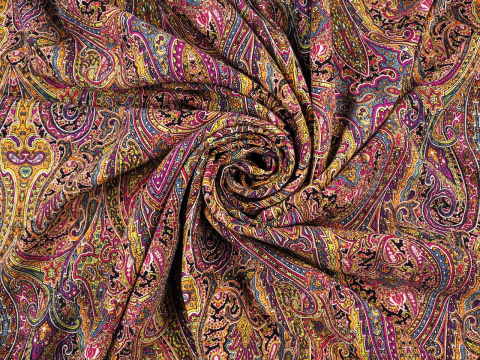 muślin wełniany w gęsty, orientalny wzór paisley