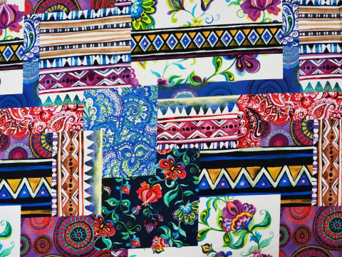 dzianina wiskozowa w patchworkowy wzór orientalny dzianina wiskozowa w patchworkowy wzór orientalny