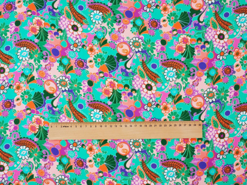 miętowa wiskoza w kwiaty i paisley