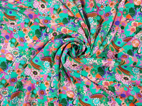miętowa wiskoza w kwiaty i paisley