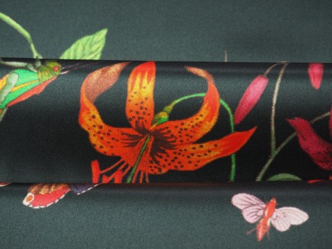 Jedwab Gucci - Węże i lilie na czerni Jedwab Gucci - Węże i lilie na czerni
