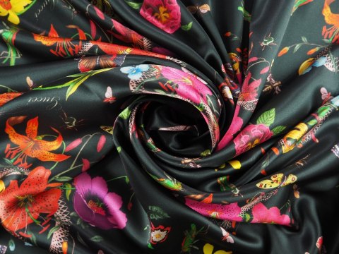 Jedwab Gucci - Węże i lilie na czerni Jedwab Gucci - Węże i lilie na czerni