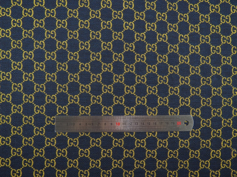 Żakard sygnowny - Logotyp granat i musztarda Żakard sygnowny - Logotyp granat i musztarda