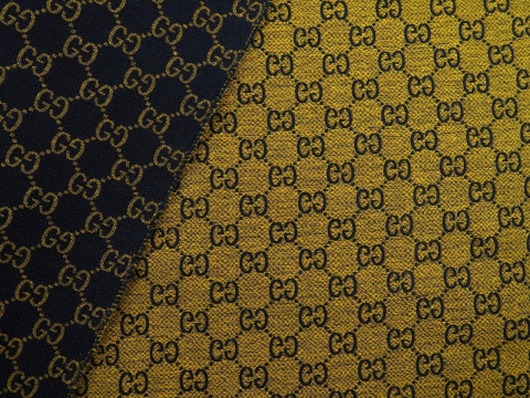 Żakard sygnowny - Logotyp granat i musztarda Żakard sygnowny - Logotyp granat i musztarda