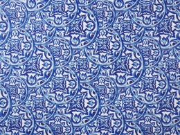 bawełna w niebieskie ornamenty w medalionach