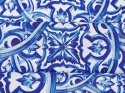bawełna w niebieskie ornamenty w medalionach