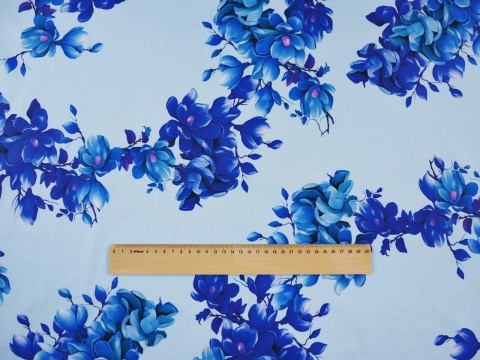 błękitna bawełna w niebieskie magnolie błękitna bawełna w niebieskie magnolie