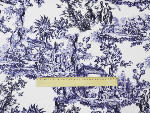 len w scenki Toile de Jouy len w scenki Toile de Jouy