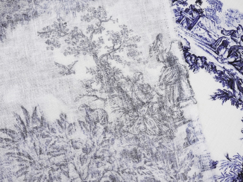 len w scenki Toile de Jouy len w scenki Toile de Jouy