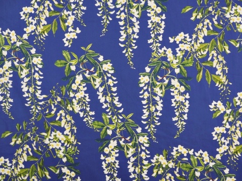 niebieska bawełna w białą wisterię niebieska bawełna w białą wisterię
