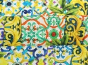 batyst bawełniany w cytryny i  kolorowe ornamenty