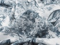 len w gęste, niebieskie ilutracje drzew i tygrysów