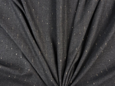 szara tkanina w pionowe, delikatne, złote paski