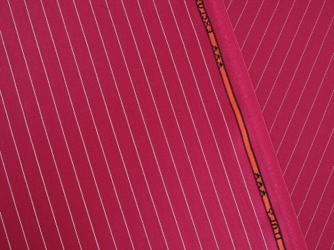 ciemno malinowa wełna double face w biały prążek