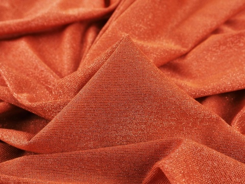 dzianina z lurexem w kolorze rudym