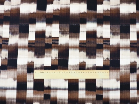 jedwab w pasy z brązem, beżem i czernią