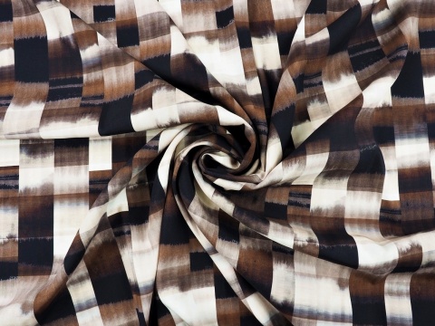 jedwab w pasy z brązem, beżem i czernią