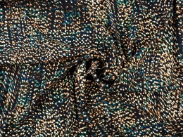 czarny jedwab w gęste, nieregularne kropki