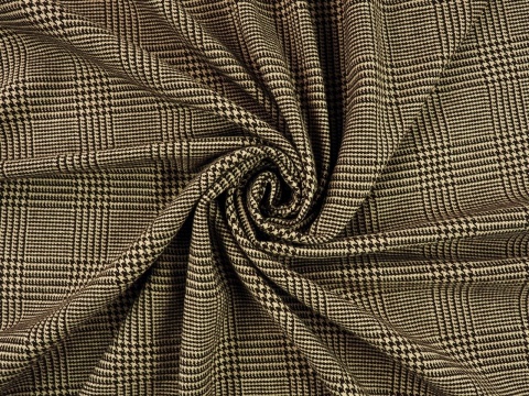tkanina wełna w kratę księcia Walii na beżu