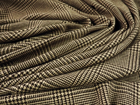 tkanina wełna w kratę księcia Walii na beżu