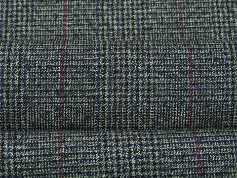 tkanina wełniana ciemno szara z bordową kratką