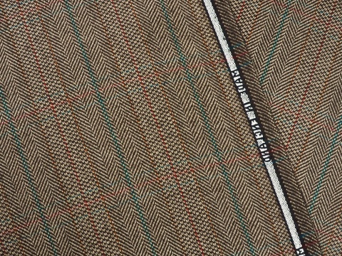 tkanina wełniana tweedowa w jodełkę jasny brąz