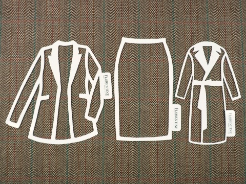 tkanina wełniana tweedowa w jodełkę jasny brąz