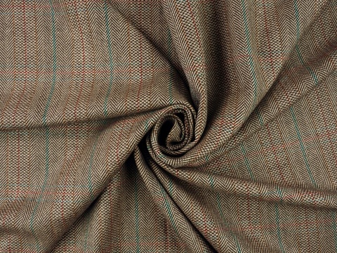 tkanina wełniana tweedowa w jodełkę jasny brąz