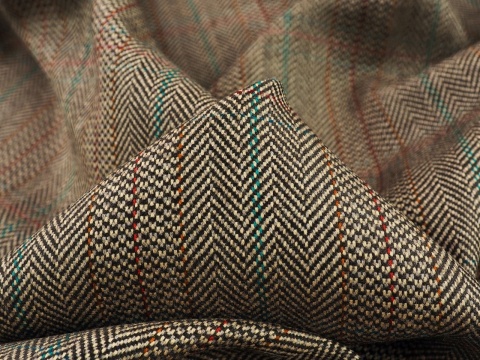 tkanina wełniana tweedowa w jodełkę jasny brąz