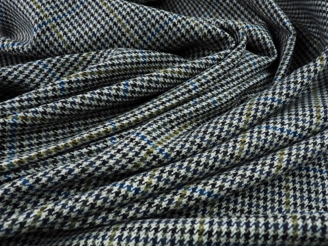 tkanina wełna w drobną pepitkę i delikatną kratkę