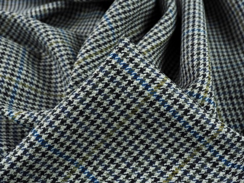 tkanina wełna w drobną pepitkę i delikatną kratkę