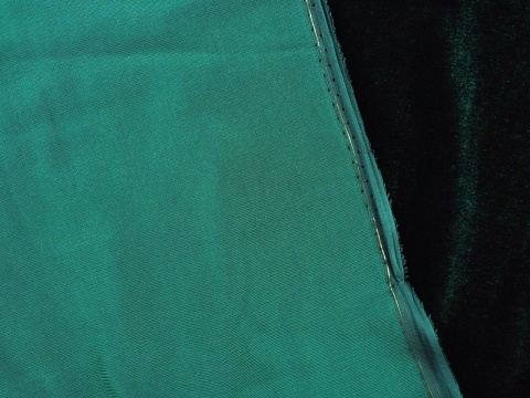 zielony welur z jedwabiem