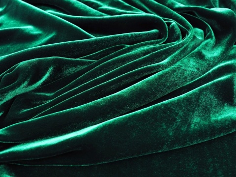 zielony welur z jedwabiem