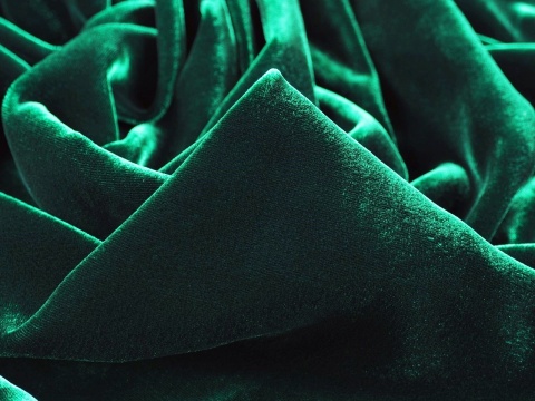 zielony welur z jedwabiem