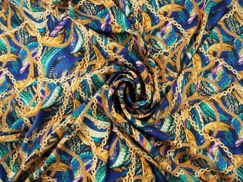 jedwab w złote łańcuszki i dzianinowe sploty