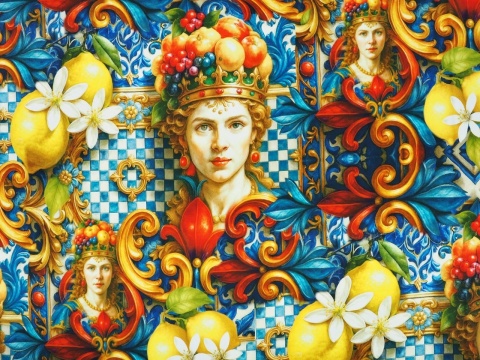 modny jedwab w motywy i kolory z sycylijskiego folkloru