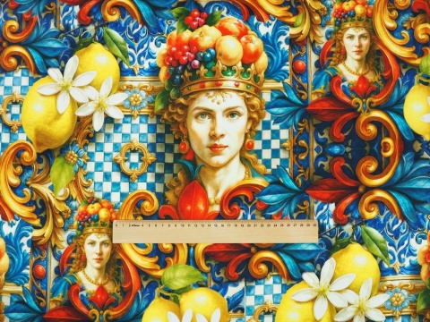 modny jedwab w motywy i kolory z sycylijskiego folkloru