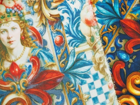 modny jedwab w motywy i kolory z sycylijskiego folkloru