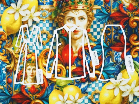 modny jedwab w motywy i kolory z sycylijskiego folkloru