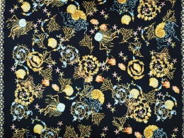 czarny jedwab w morskie motywy