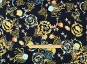 czarny jedwab w morskie motywy