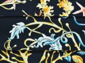 czarny jedwab w morskie motywy
