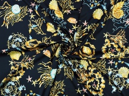 czarny jedwab w morskie motywy