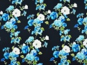 czarny jedwab w niebieskie kwiaty