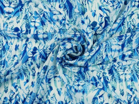 jedwab w zwierzęce motywy niebieskie