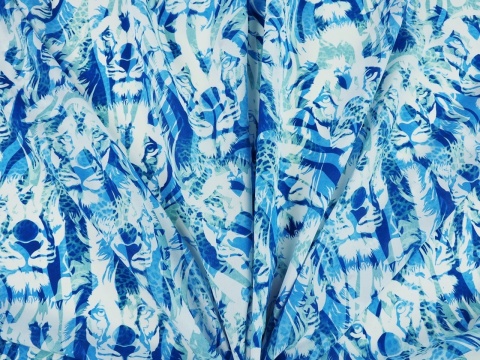 jedwab w zwierzęce motywy niebieskie