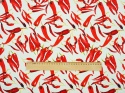 biały jedwab w czerwone papryczki chili